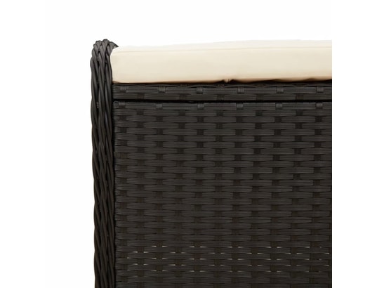 VIDAXL - Pouf Tabouret de jardin avec coussin noir 58x46x46 cm résine tres...