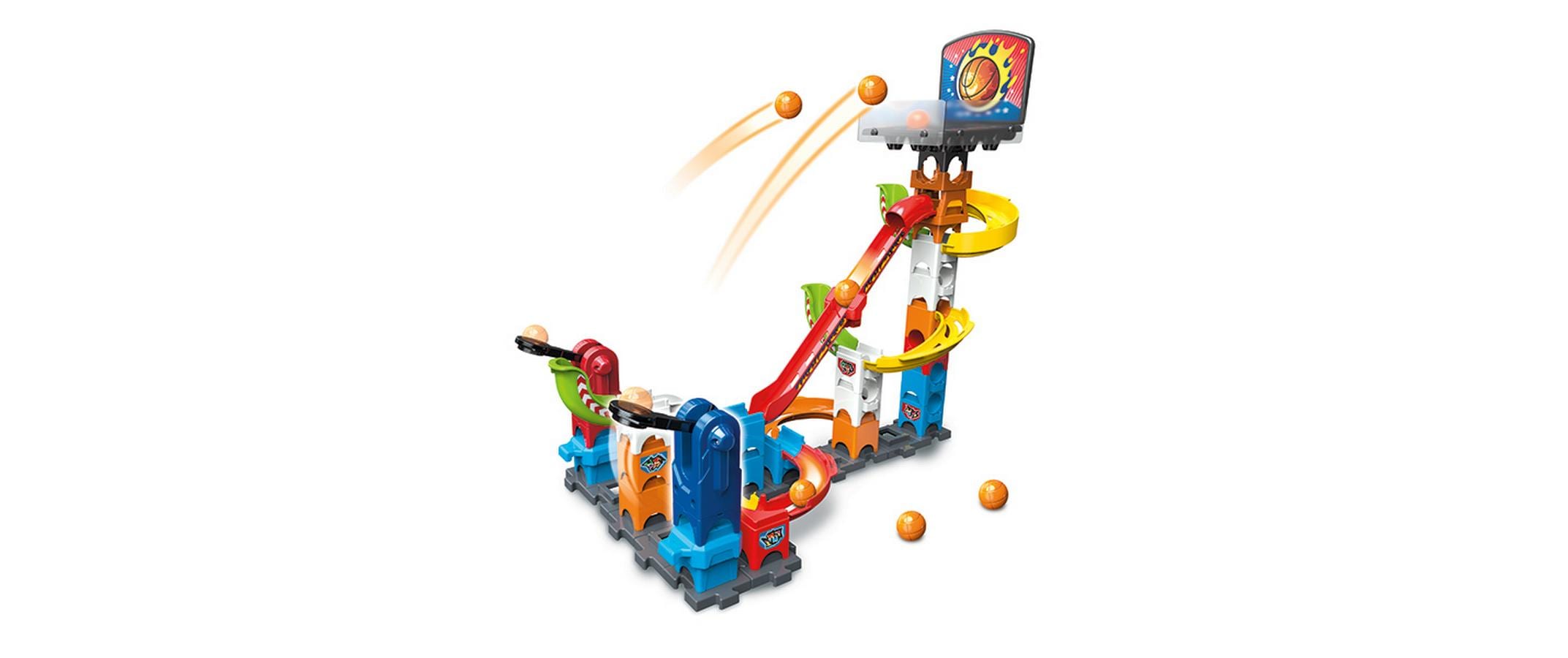 Marble Rush – Basketball Set S500 FranzösischInteraktives Kugelbahn-Set mit 41 Bauteilen und 6 MarBalls