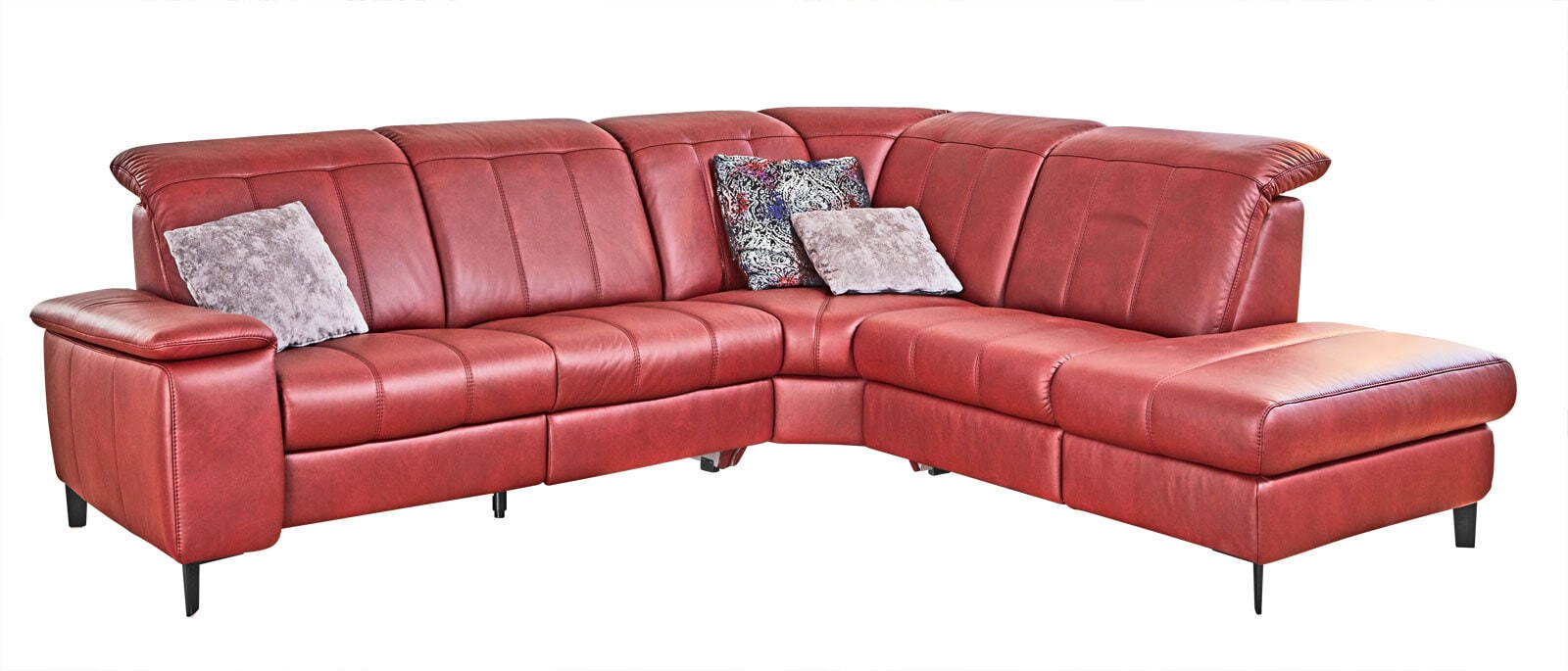 Polsterecke Lester Leder Punch Merlot Stellmaß 275x243 cm