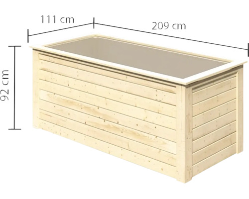 Verhoogd bed klassiek Karibu 1 209 x 111 x 92 cm naturel