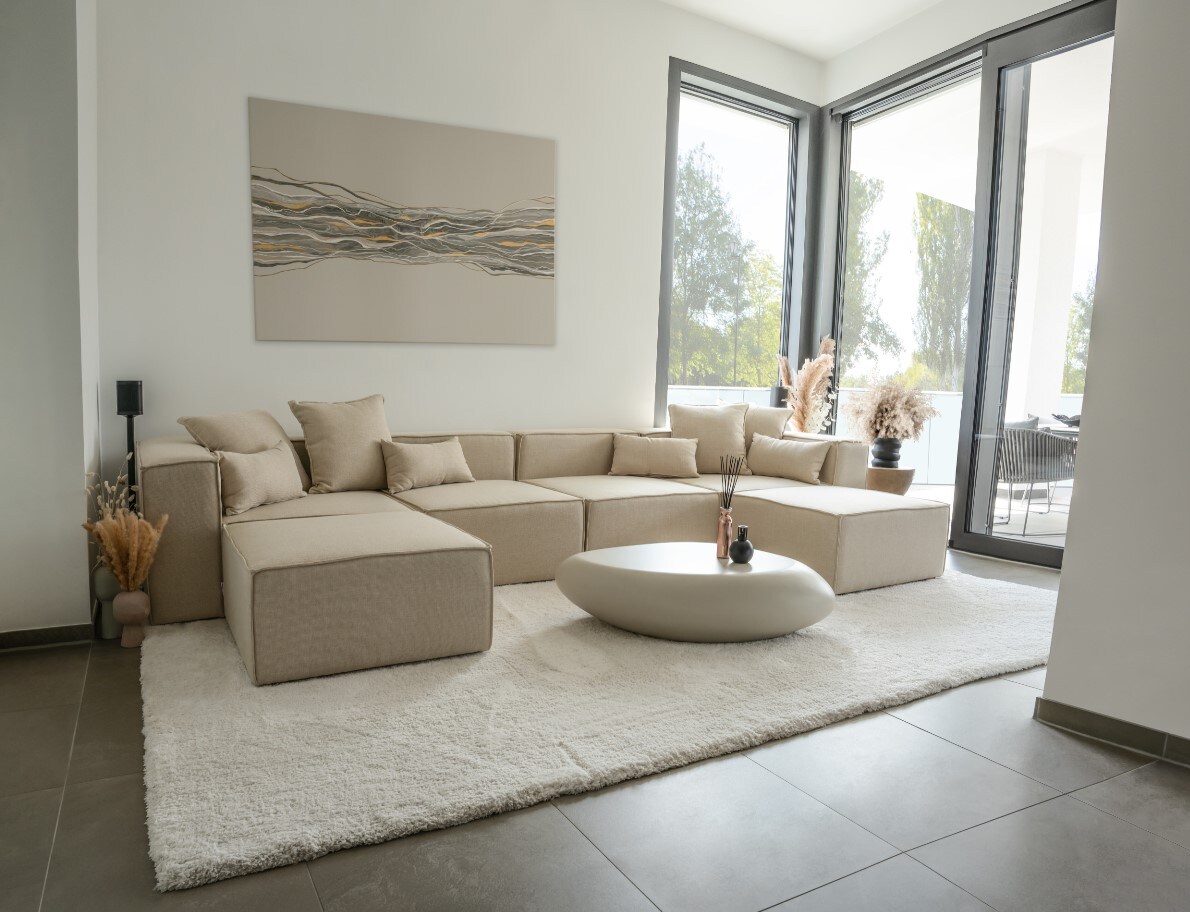 HOME DELUXE Modulares Sofa VERONA XXL Beige - versch. Ausführungen