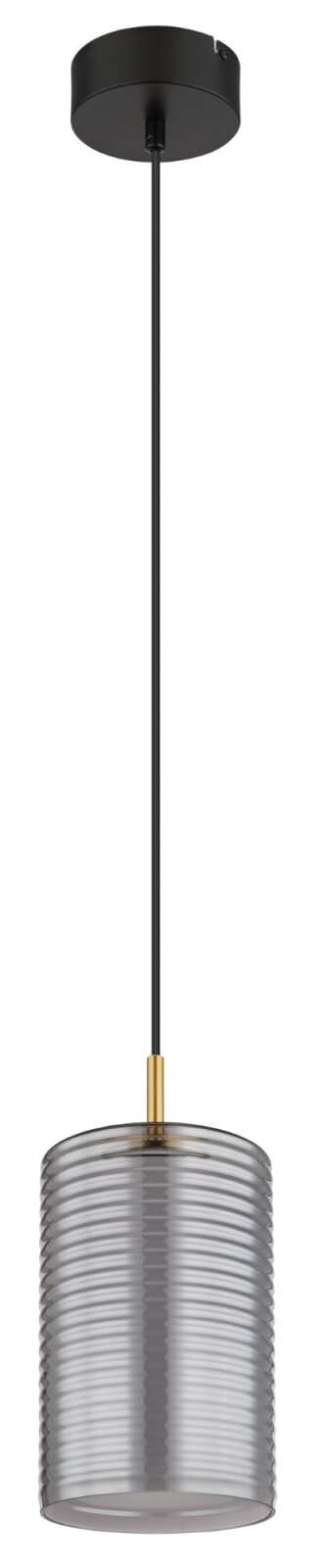 LED-Hängeleuchte - schwarz-messingfarben-opal-rauchfarben - Ø 18 cm