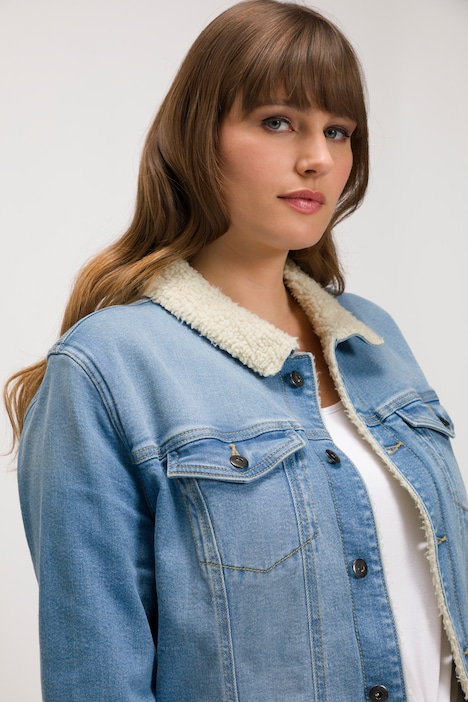 Jeansjacke, Teddyfutter, Hemdkragen