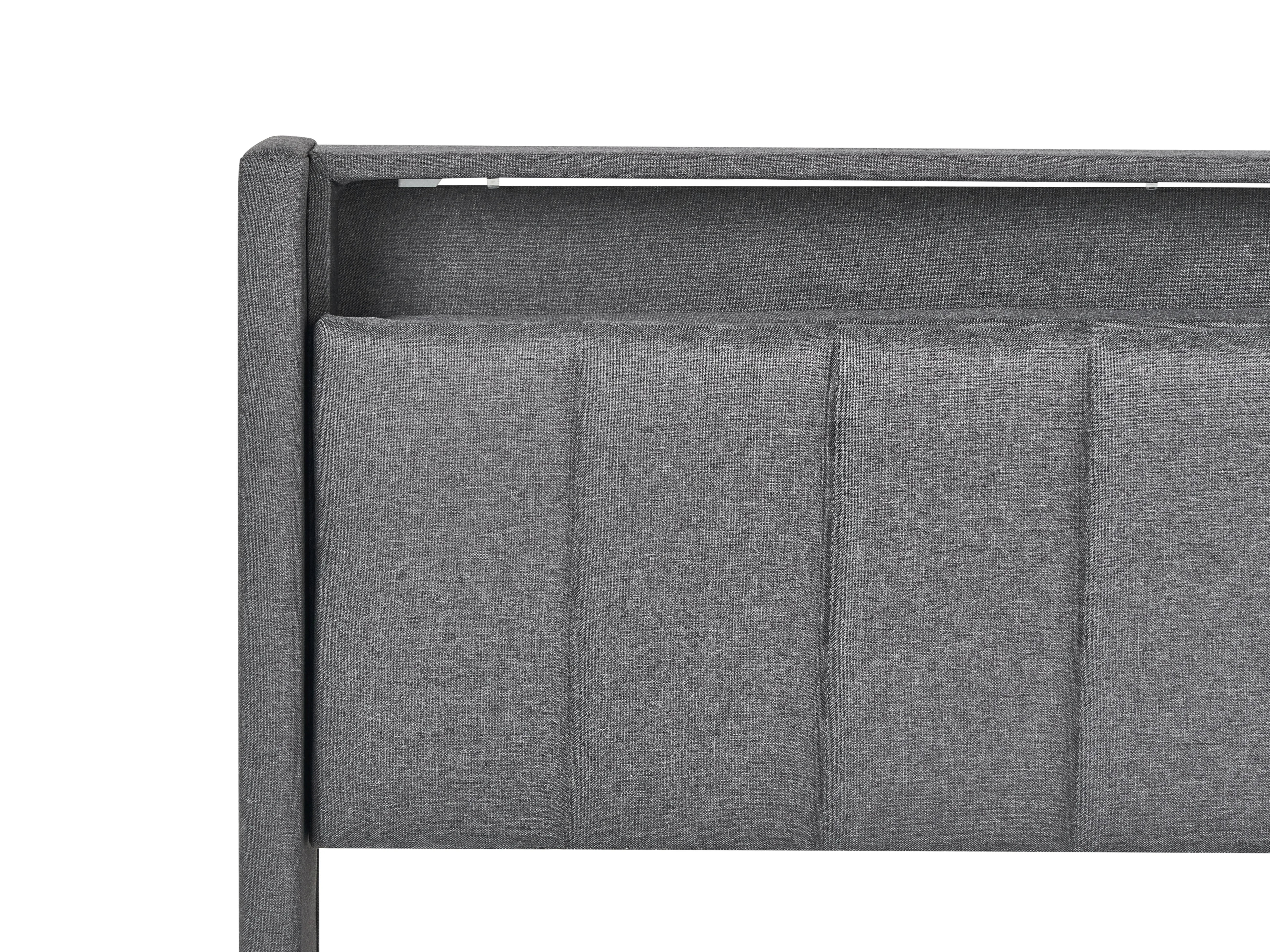 Bed met LED-verlichting Stof BEAULIEU 180 x 200 cm met opbergruimte met USB-poort Donkergrijs