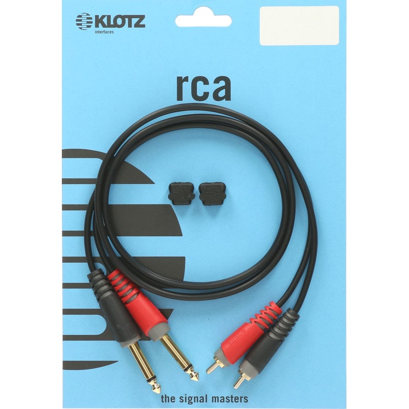 Klotz AT-CJ0200 twin kabel 2x RCA - 2x jack 6.35mm ongebalanceerd 2m