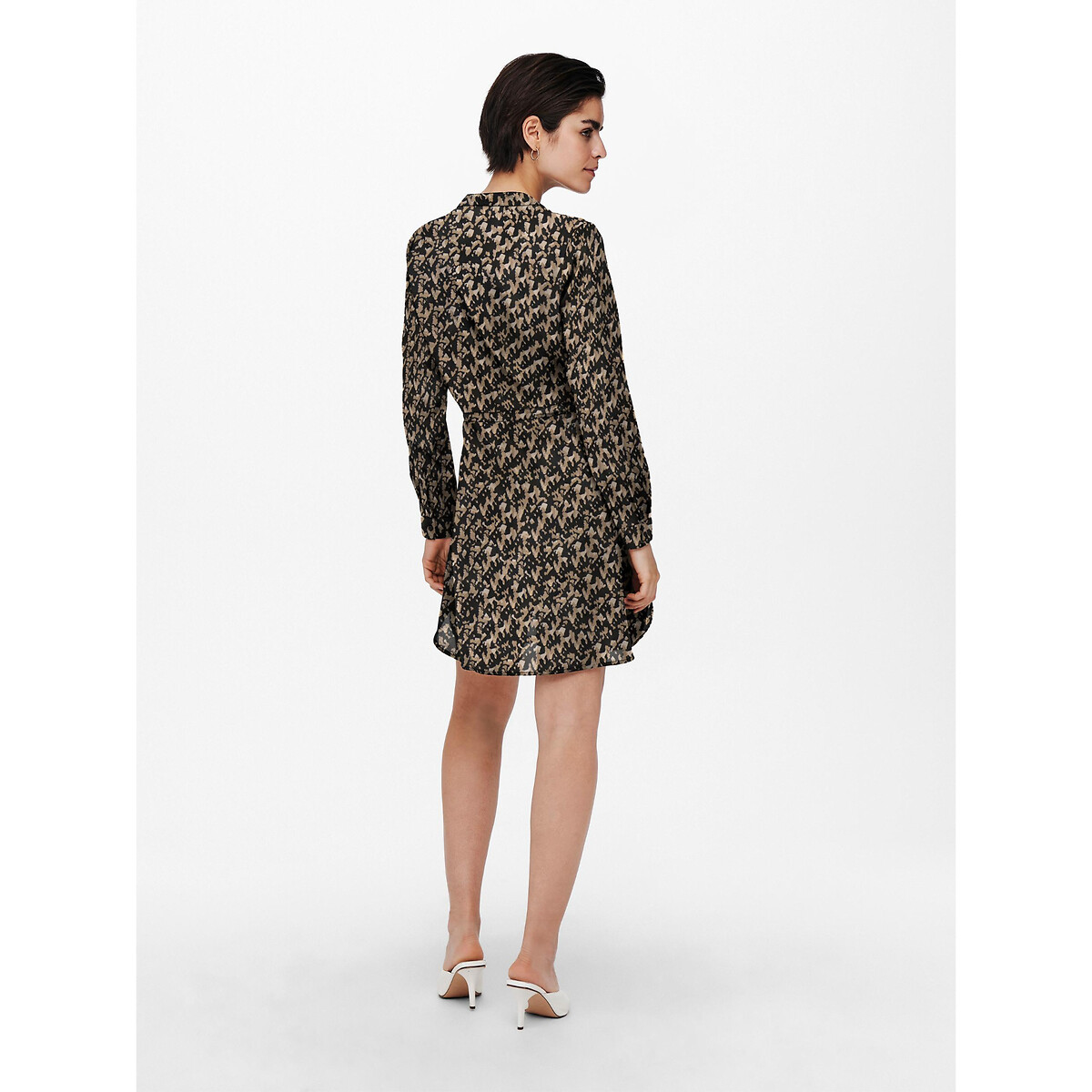 SOMENTE<br>Vestido curto estampado com decote túnica