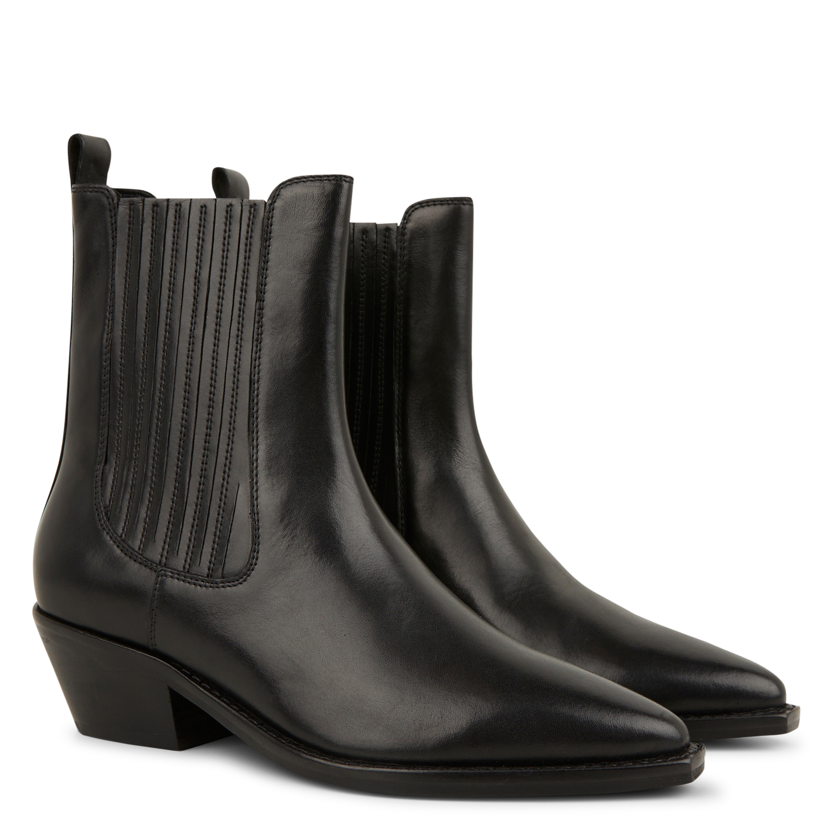Boots santiags à talons en cuir | Noir