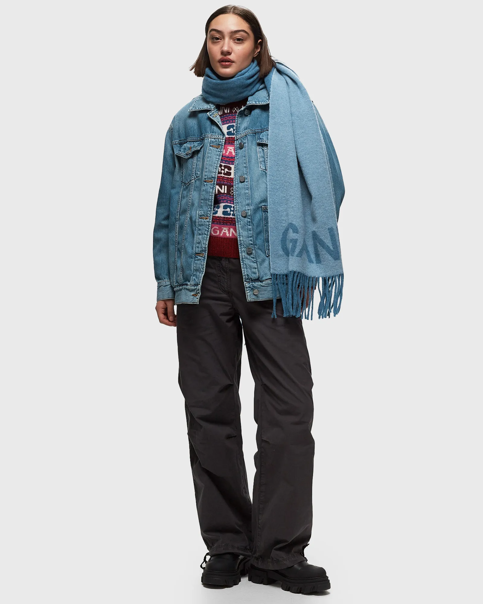 Ganni Tint Denim Oversized Jacket