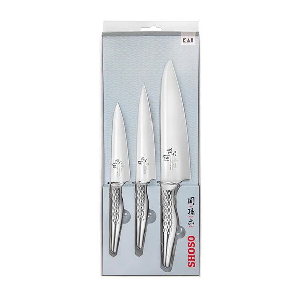Set 3 couteaux de cuisine SHOSO 12 15 18cm Kai