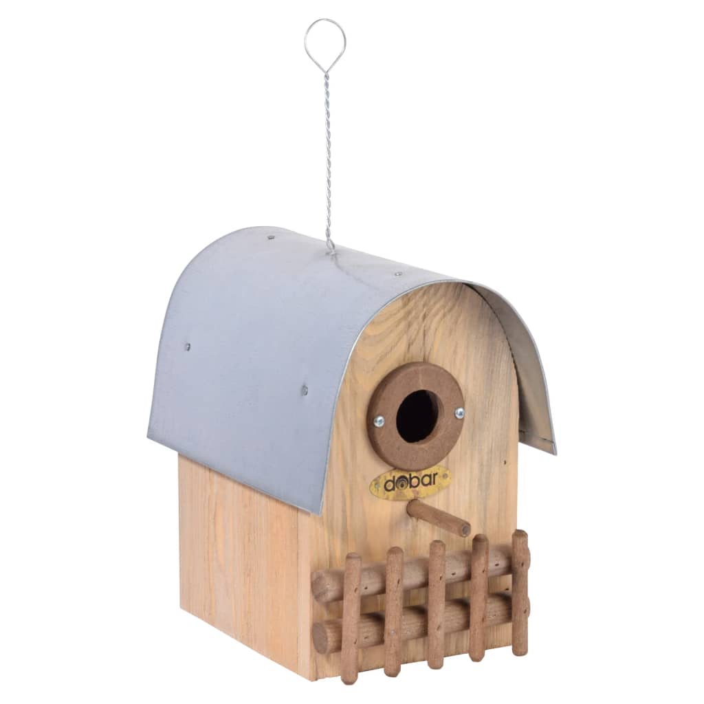 Nichoir à oiseaux amber et toit arrondi en zinc naturel/argenté