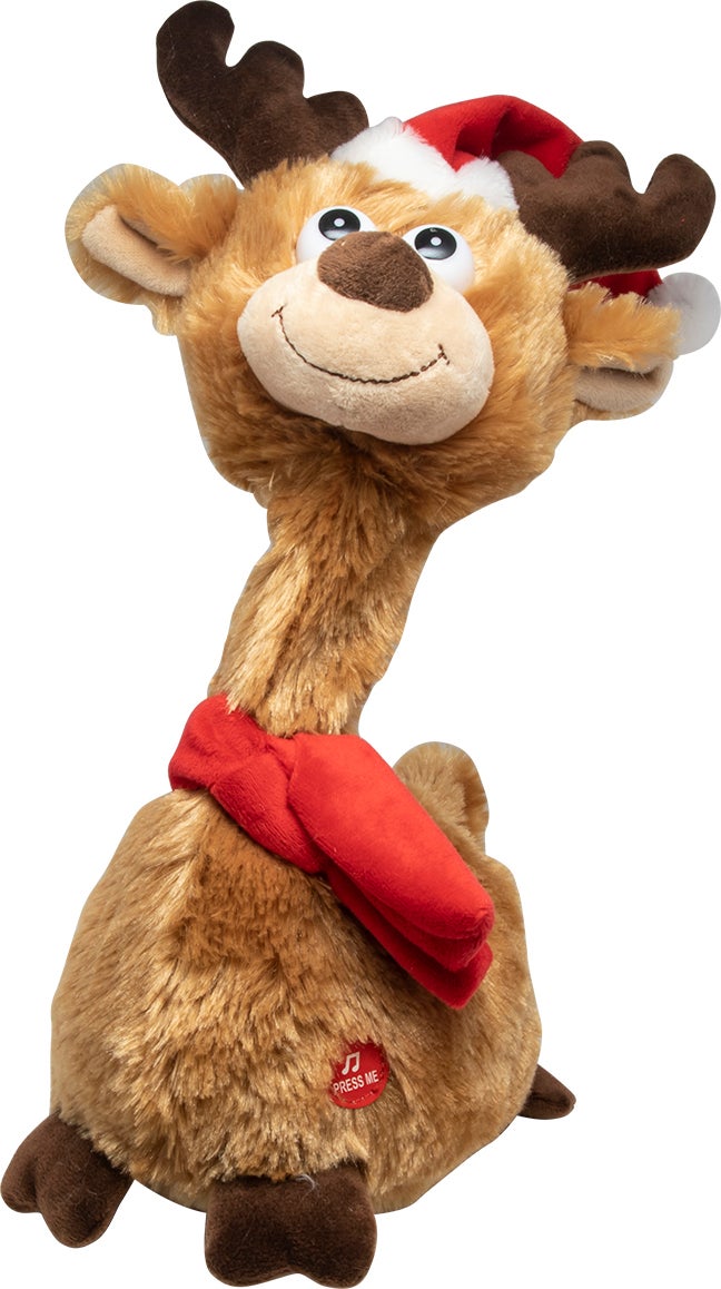 Knuffel rendier met muziek bruin H 35 cm