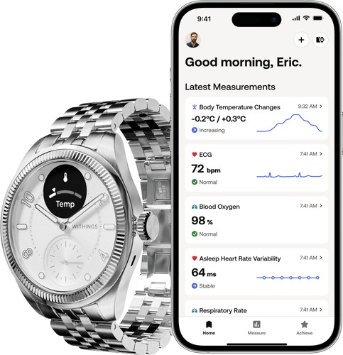 Withings ScanWatch Nova Brilliant Titanium Zilver 39mm