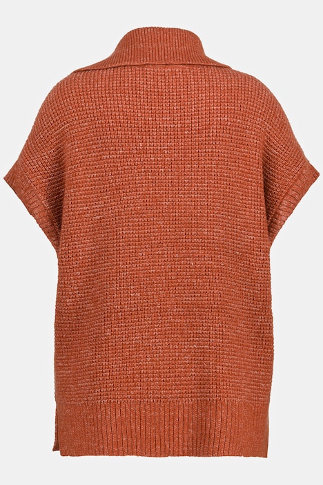Pullover, meliert, Struktur, Oversized, Kragen, Halbarm