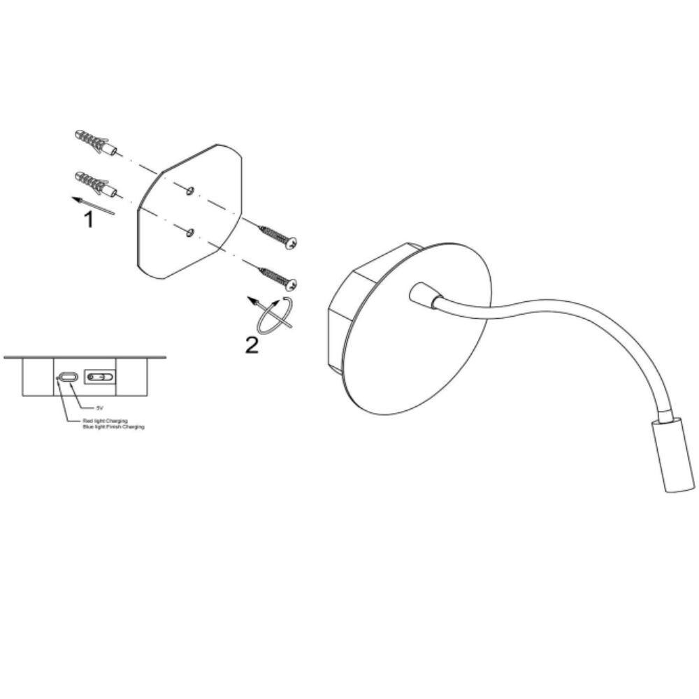 Jolijn LED wandlamp op batterijen in wit, 2W, 140lm