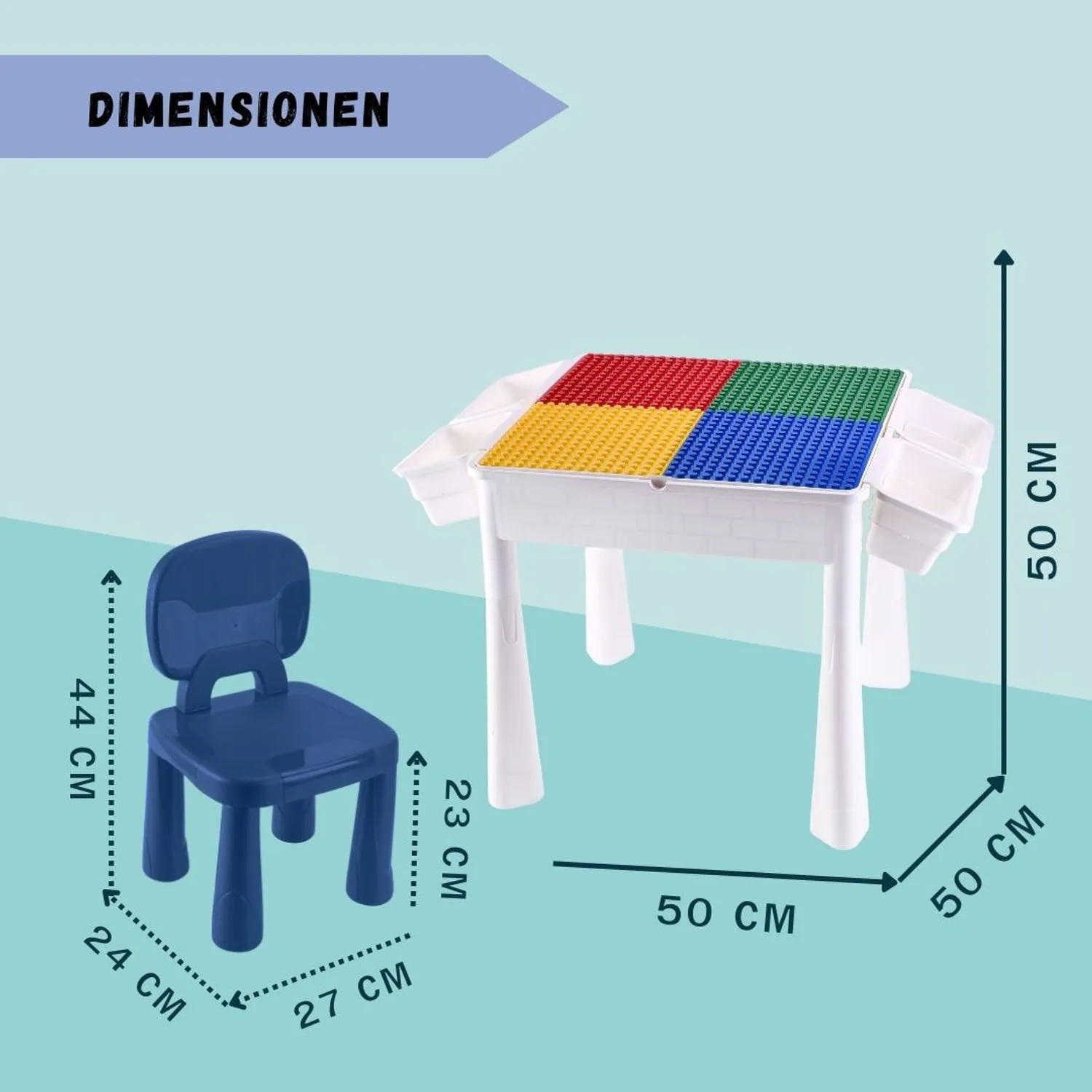 Bau- und Spieltisch Sascha inklusive Stuhl - Kreativer Spielspaß für Kinder -Mal- und Wasserspieltisch
