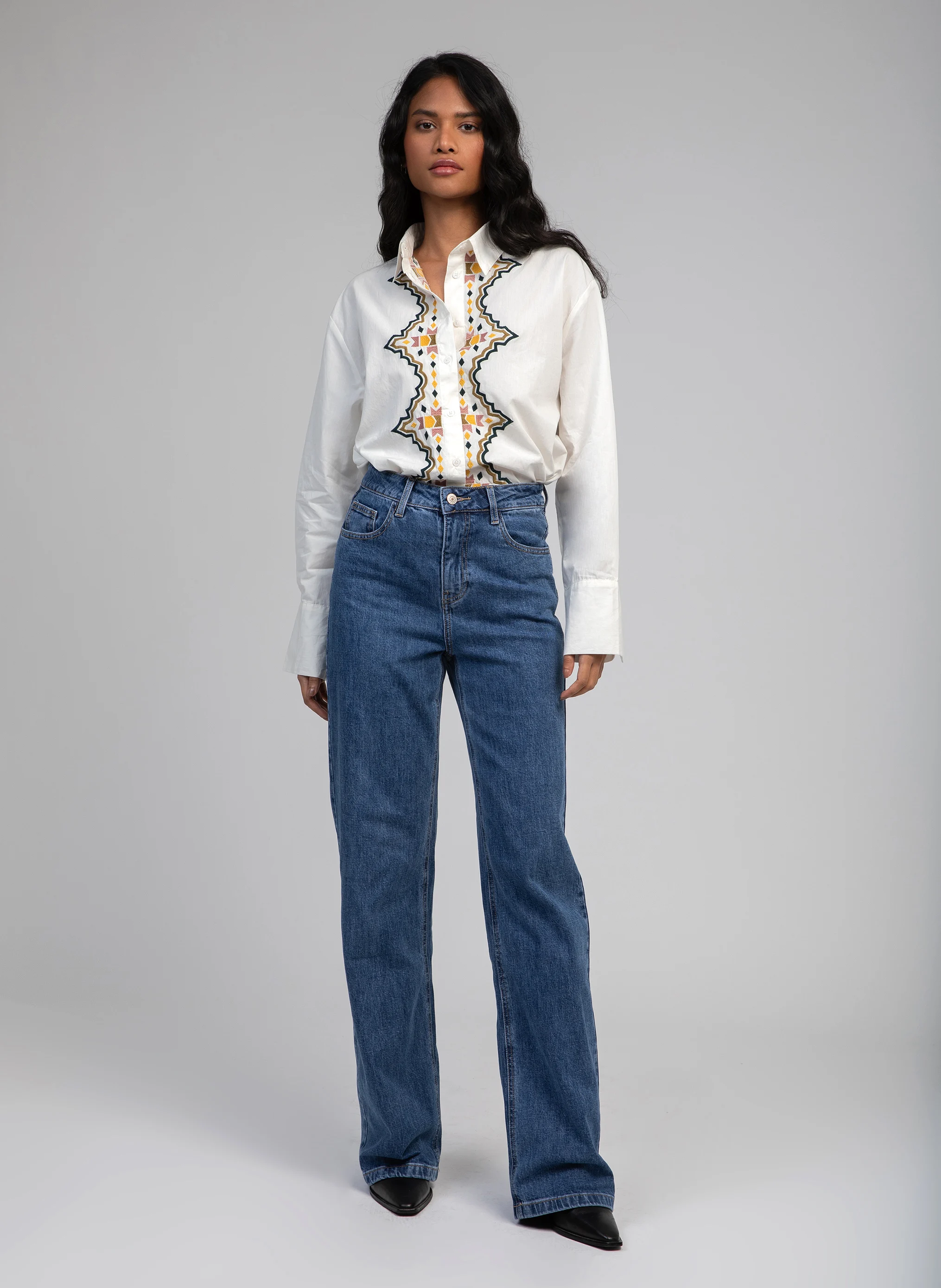 SOVILLA - Chemise brodée en coton| Blanc