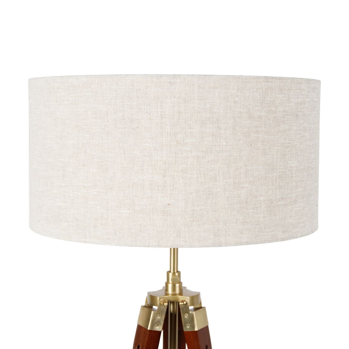 Vloerlamp messing met kap lichtgrijs 50 cm tripod - Cortin