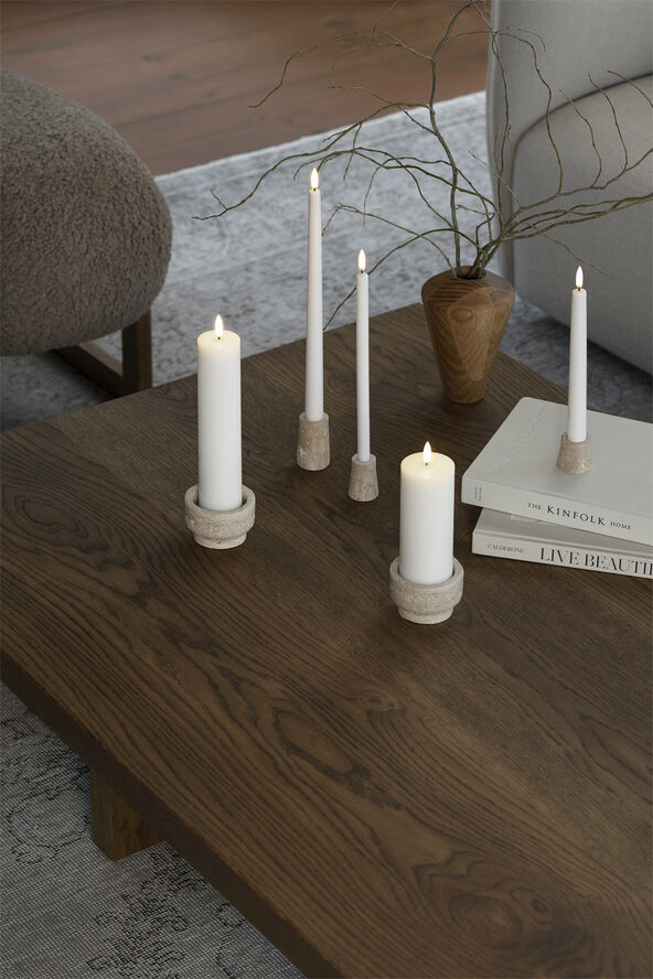 Uyuni Travertine Candleholder taper, S, Desert beige, 2-pack, 3,5x Desert beige