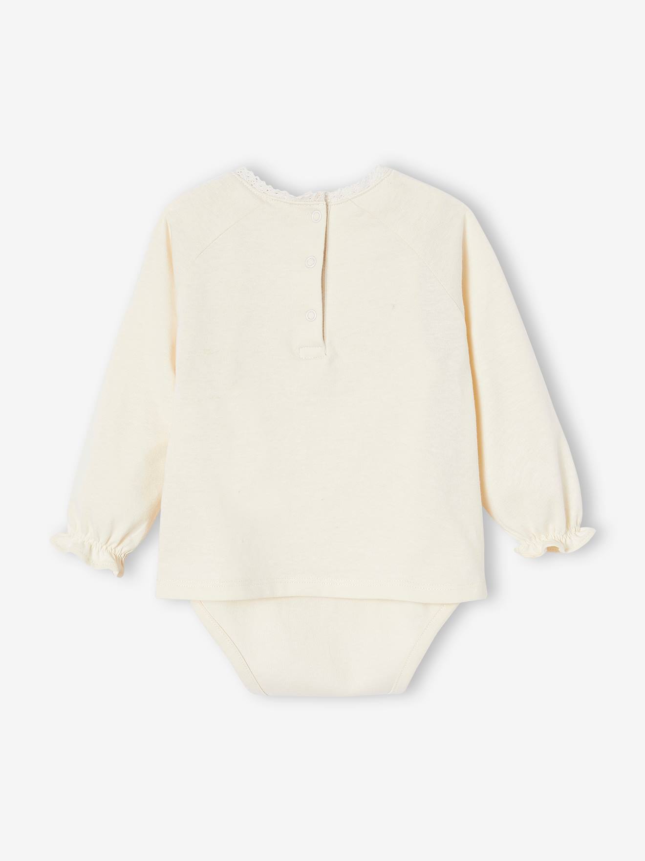 Body de manga comprida para bebê, branco-creme