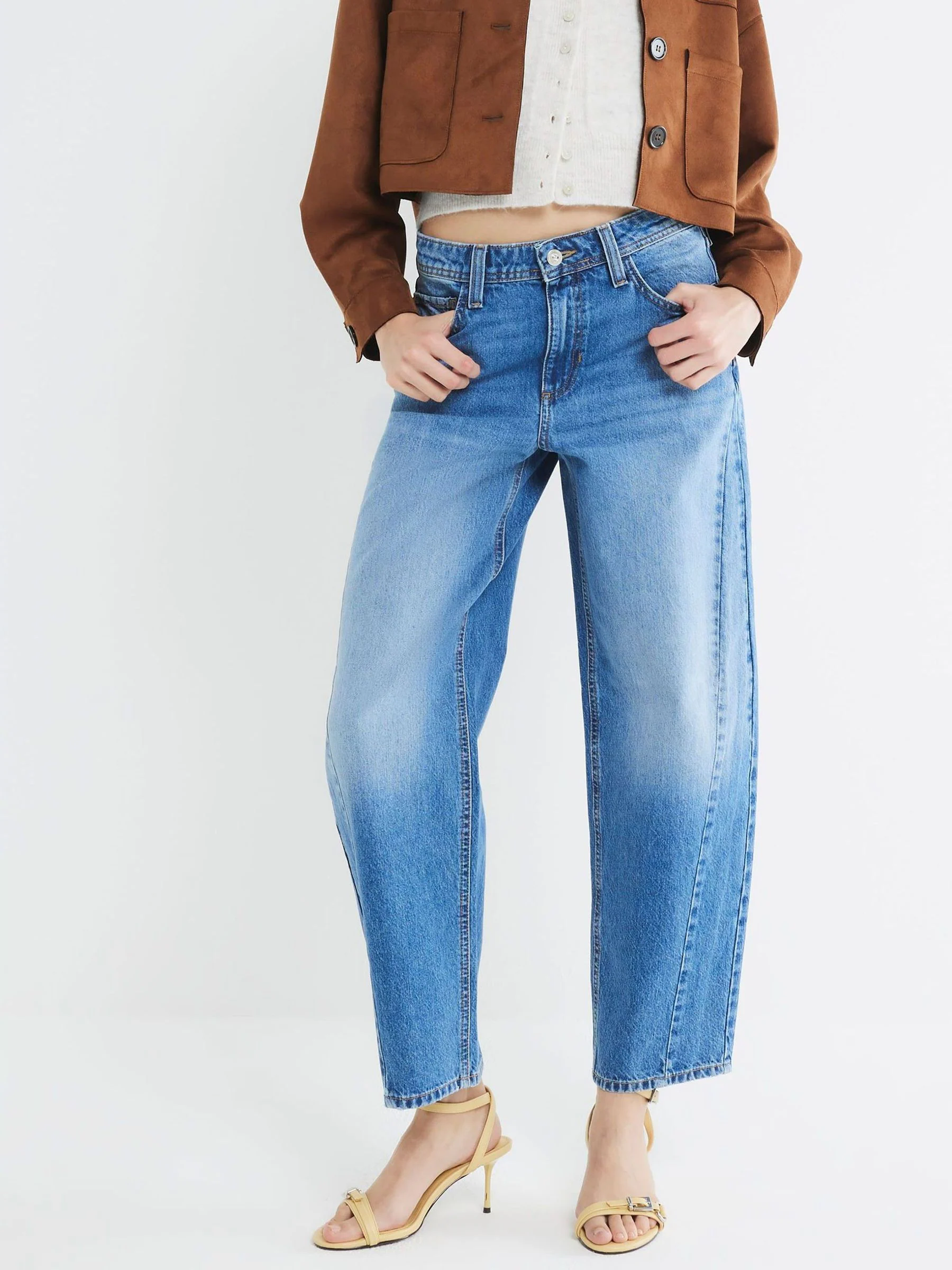 River Island Seamed Barrel 100% Cotton Jeans