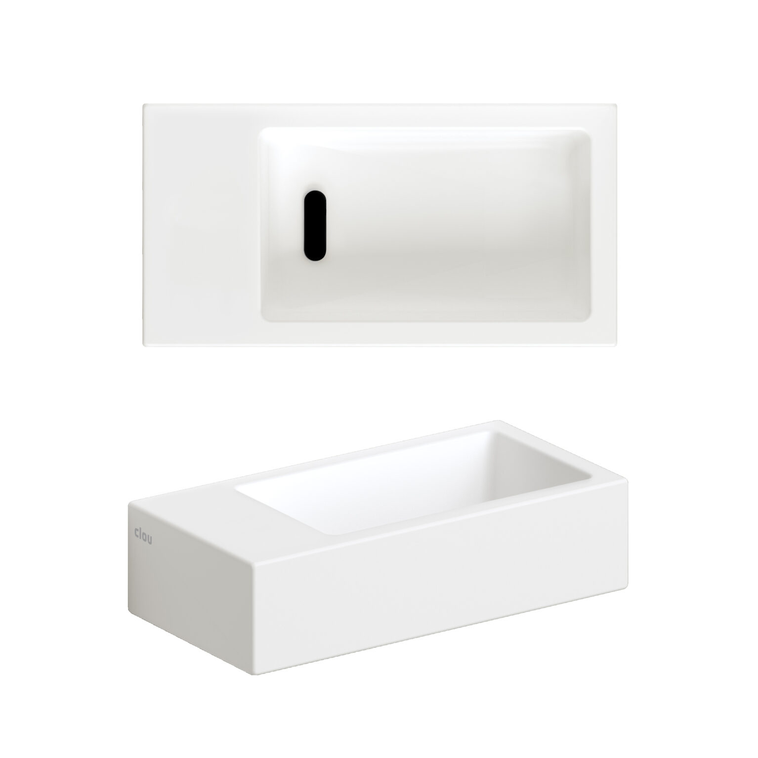 Clou Flush 3 keramische fontein 36cm zonder kraangat links wit mat