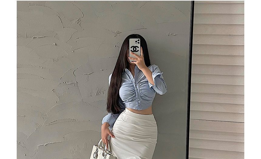 RainGirl - Hoge taille effen midi-rok met rechte pijpen