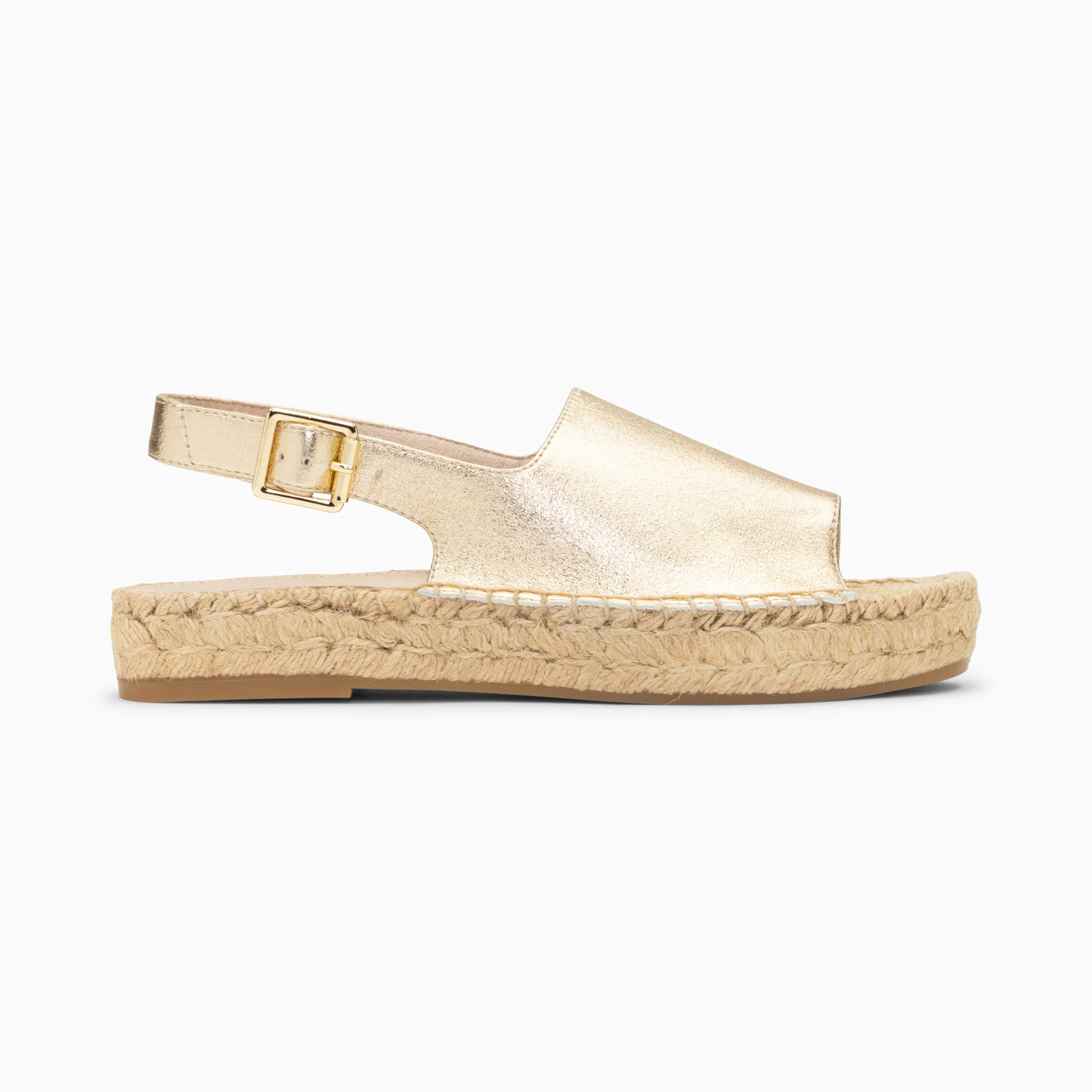 Sandales plates-Sandales Marjolaine or à semelle espadrille