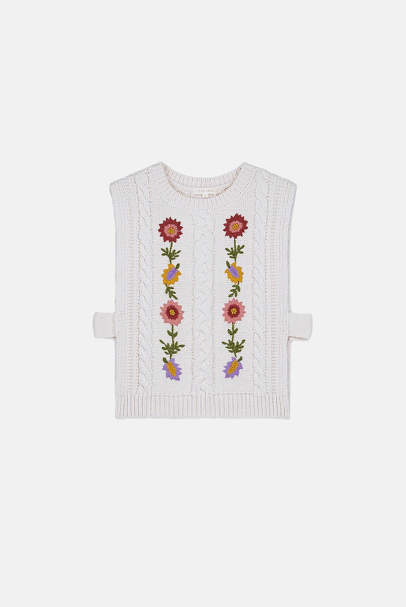 LOUISE MISHA<br>Suéter de gesso com bordado floral, ADELA