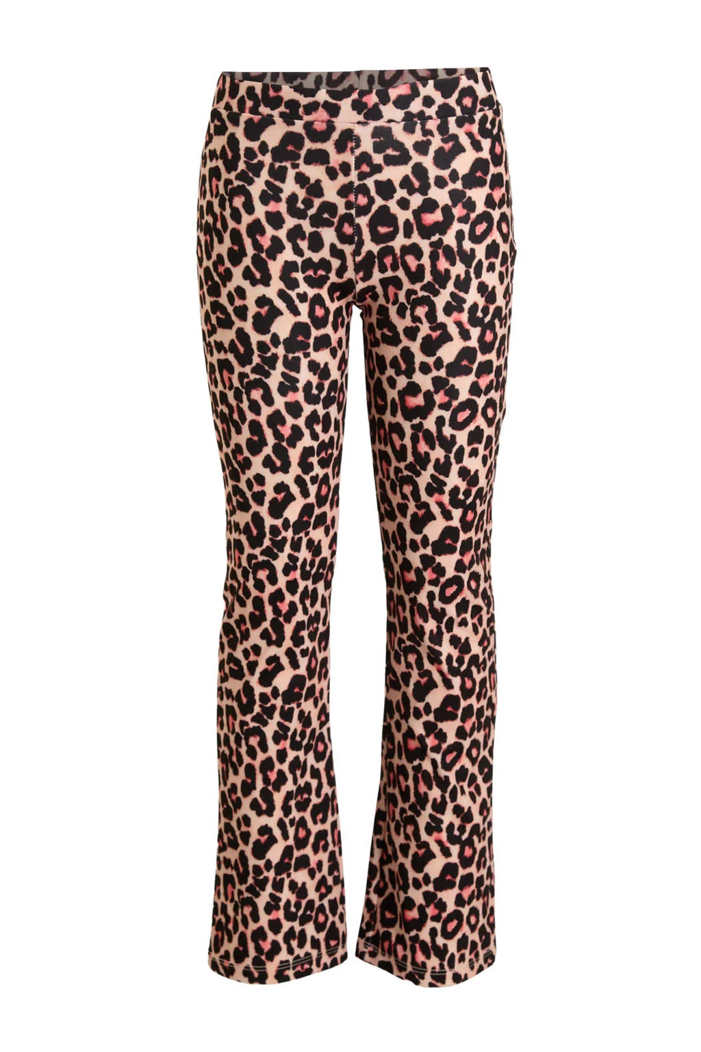 anytime flared broek met panterprint zand