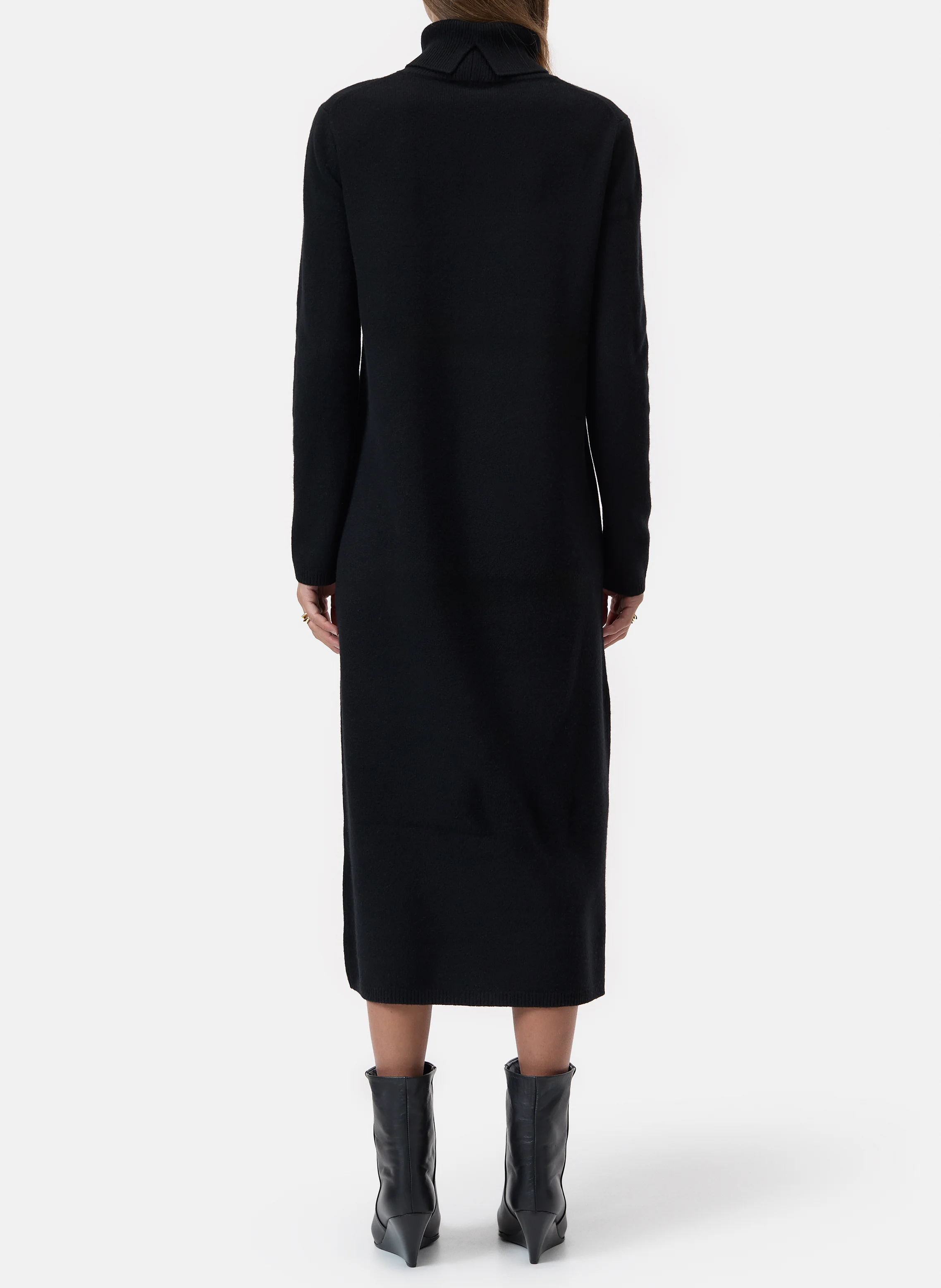 ROLLI - Robe longue à col roulé en laine | Noir