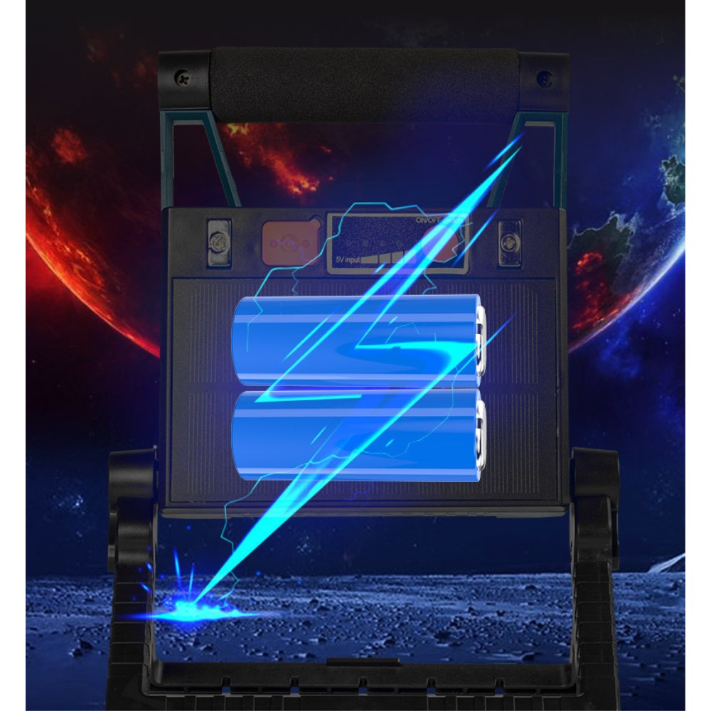 (1000Lumen) Solar LED Handscheinwerfer Arbeitsleuchte USB Flutlicht mit 3 Leuchtmodi - Schwarz