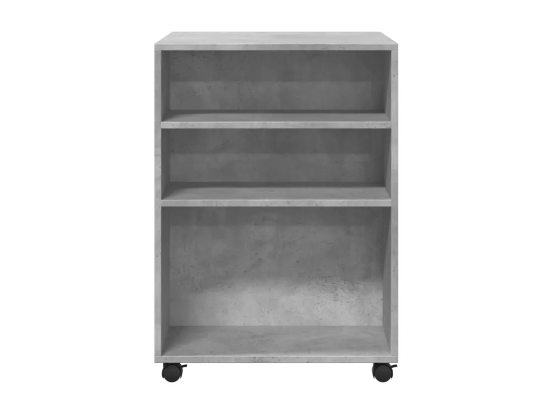 Table d'appoint avec roues gris béton bois d'ingénierie