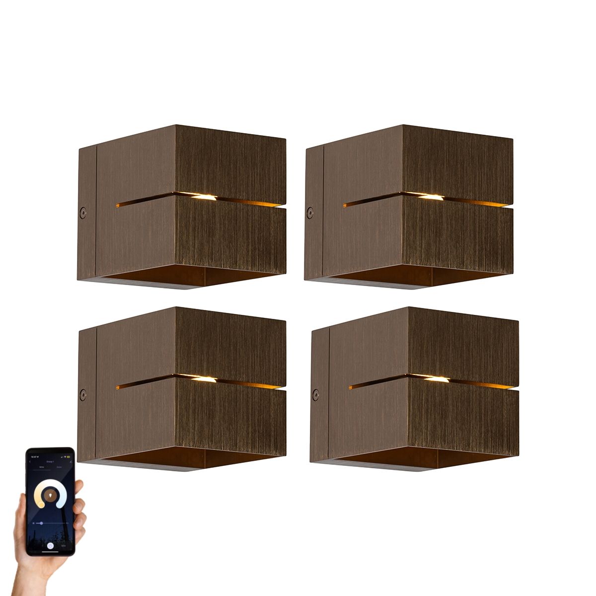 Set van 4 smart wandlampen donkerbrons 9,7 cm incl. Wifi G9 - Transfer Groove