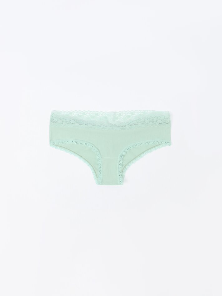 Conjunto com 3 calcinhas hipster combinando - Verde