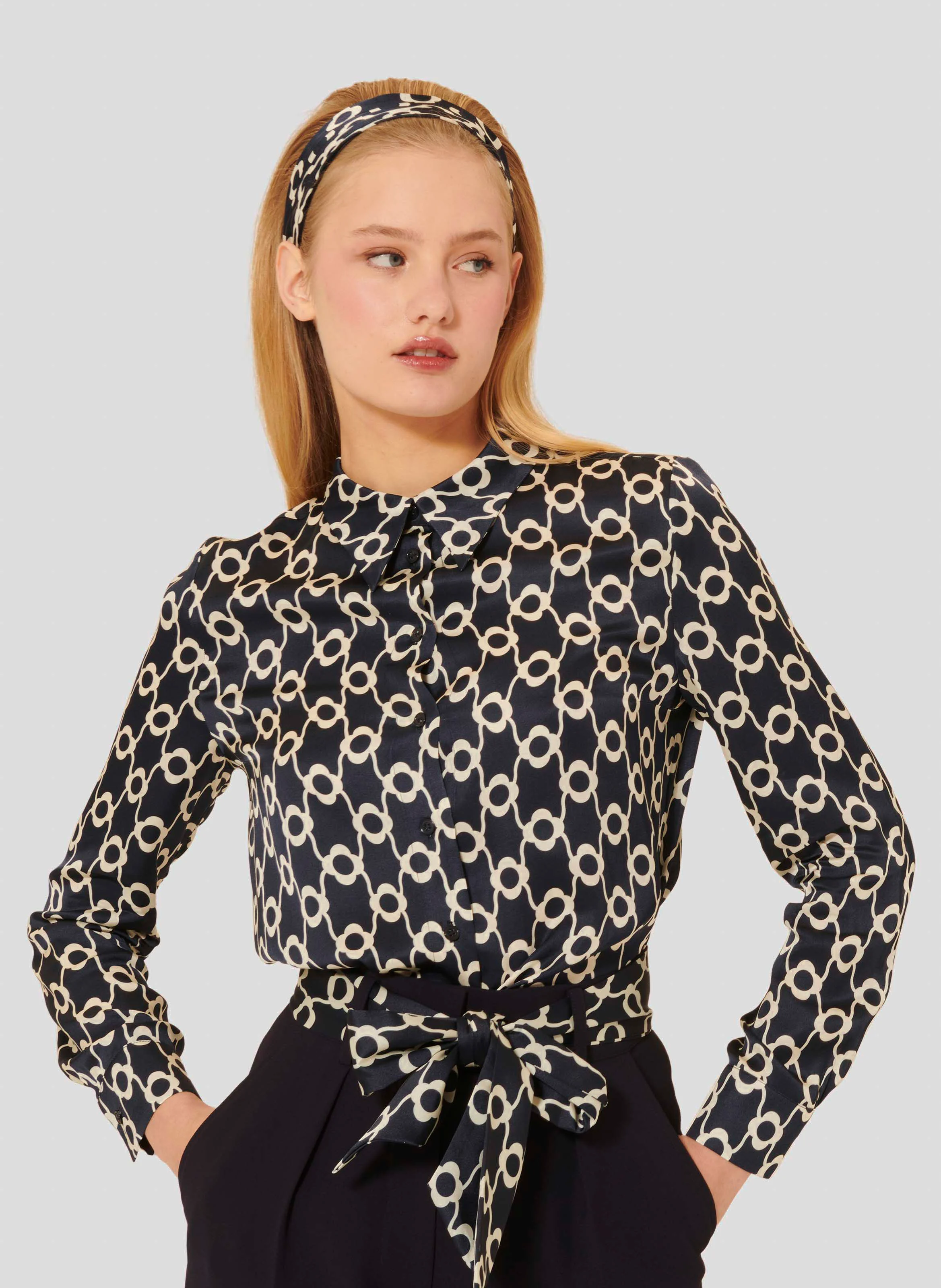 CHARLOTTE - Chemise droite imprimée | Bleu