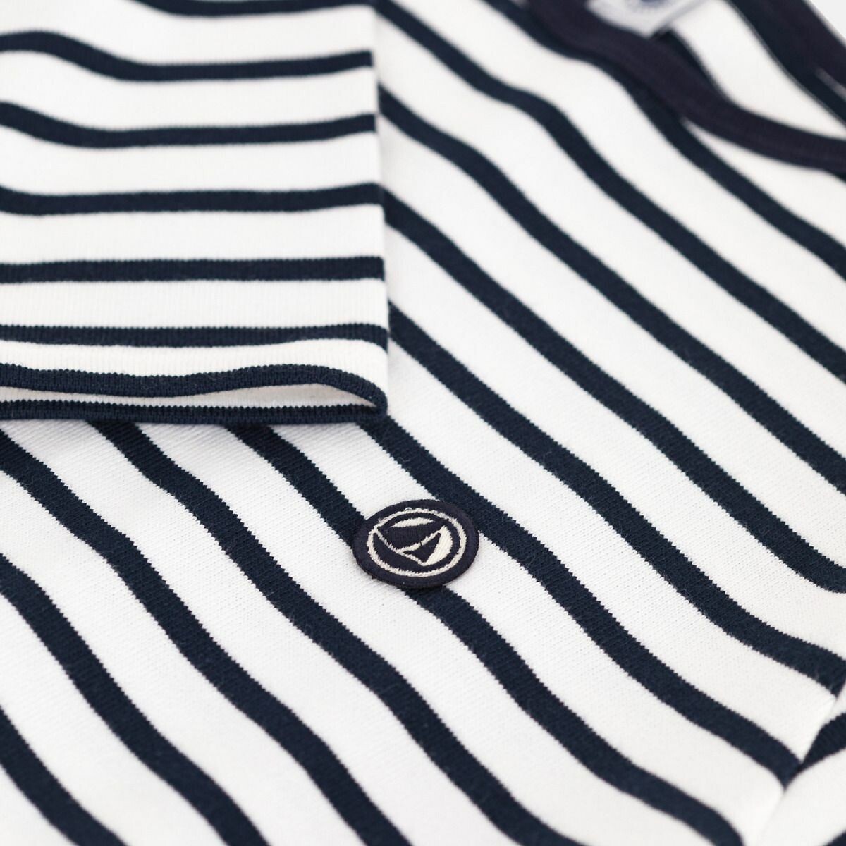 PETIT BATEAU<br>Camisa feminina de algodão azul marinho de manga comprida