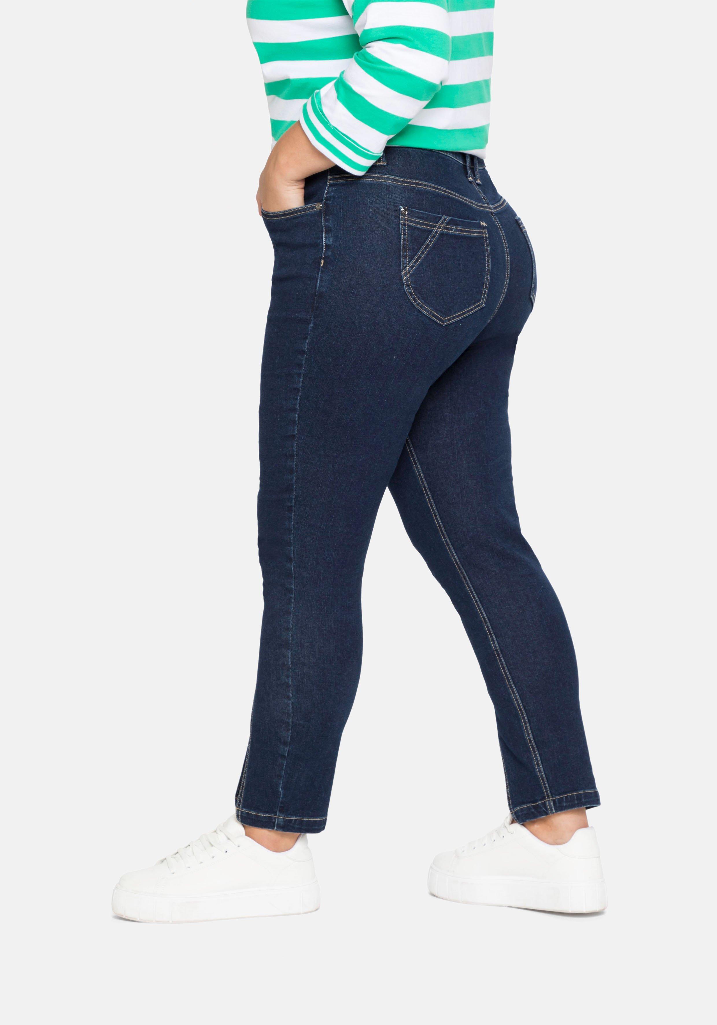 Schmale Ankle-Jeans mit Teilungsnaht vorn