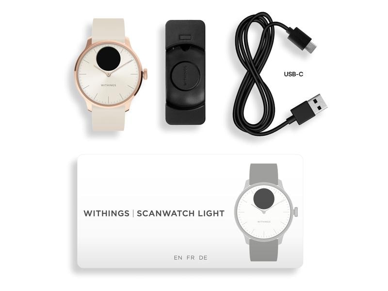 Withings Activity Tracker Scanwatch Light, Weiss Hybrid Smartwatch
