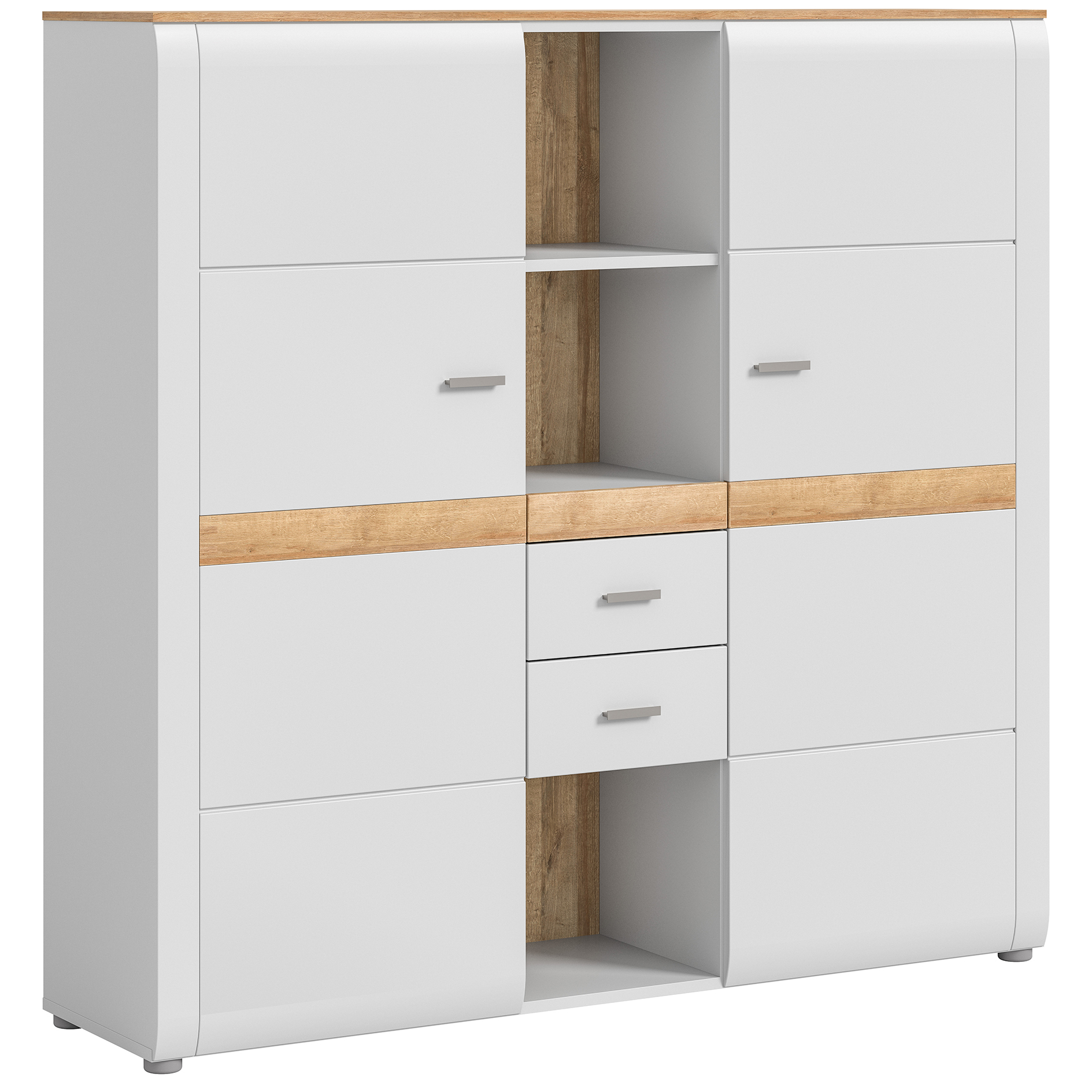 Highboard ASHTON - ashgrey matt-Rivera Eiche - 141 cm