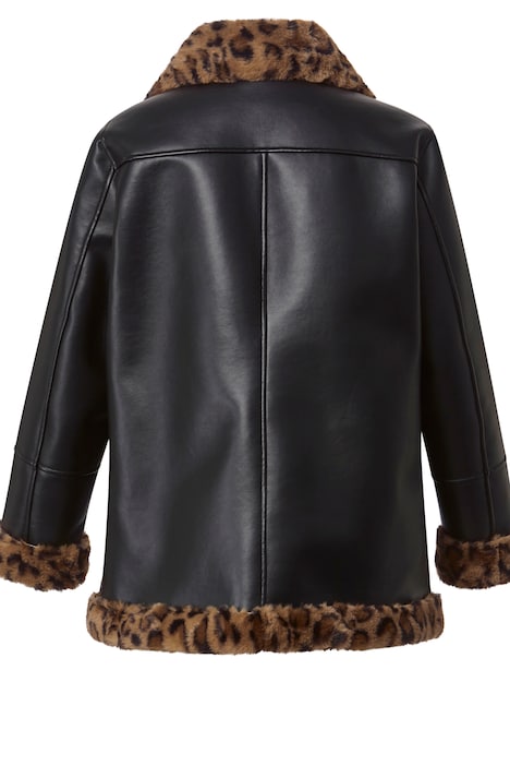 Bikerjacke, Lederoptik, Leo-Webpelz Futter