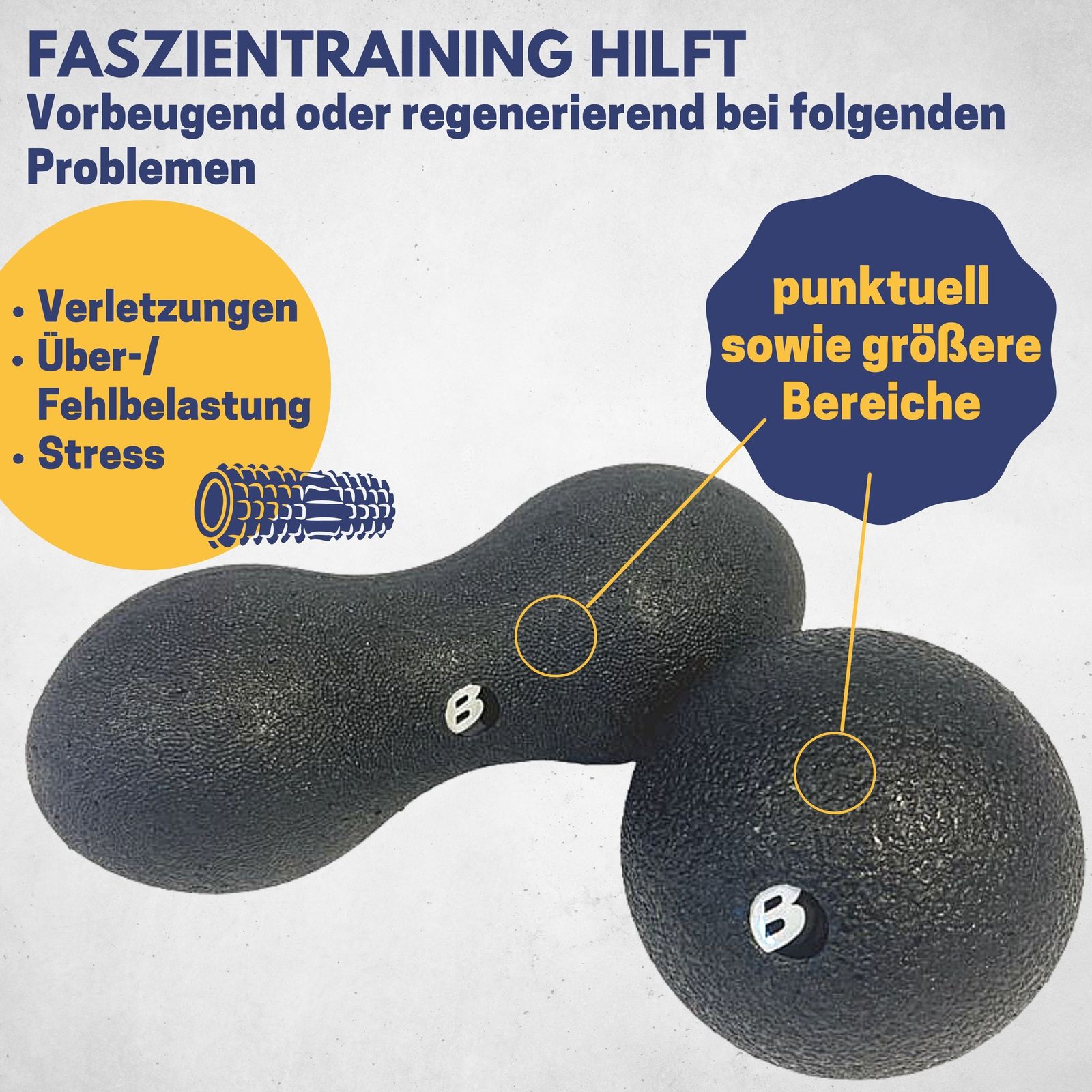Best Sporting Massage Ball Set - Faszienbälle I 1x Faszien Ball für die punktuelle Selbstmassage I 1x Faszien Duo Ball für die Massage größerer Muskelbereiche I Extrem robust
