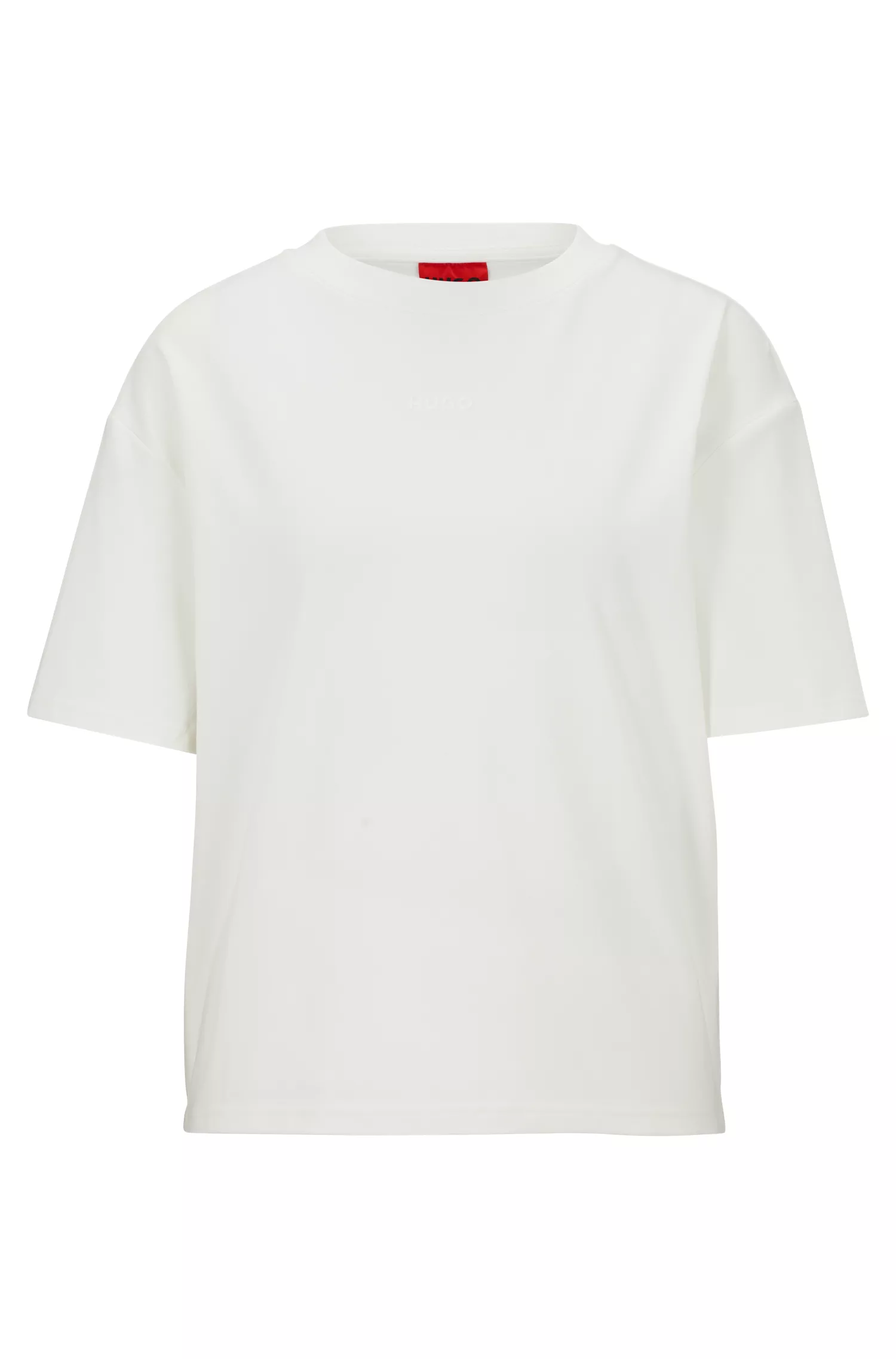 Camiseta HUGO vermelha de modelagem relaxada com logo contrastante em malha macia.