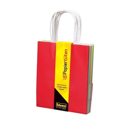Idena 10er Set Papiertüten, in 5 knalligen Farben, je 23 x 18 x 10 cm