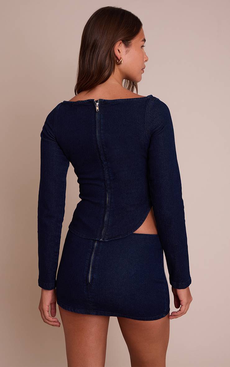 Bleu Indigo Mini Jupe En Denim À Taille Invisible