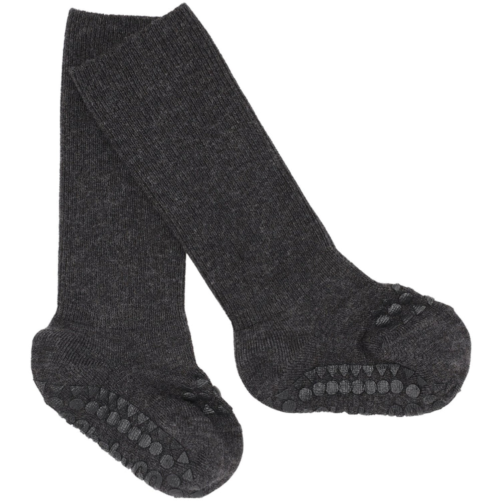 Køb Gobabygo Dark Grey Melange Non-Slip Strømper Bambus