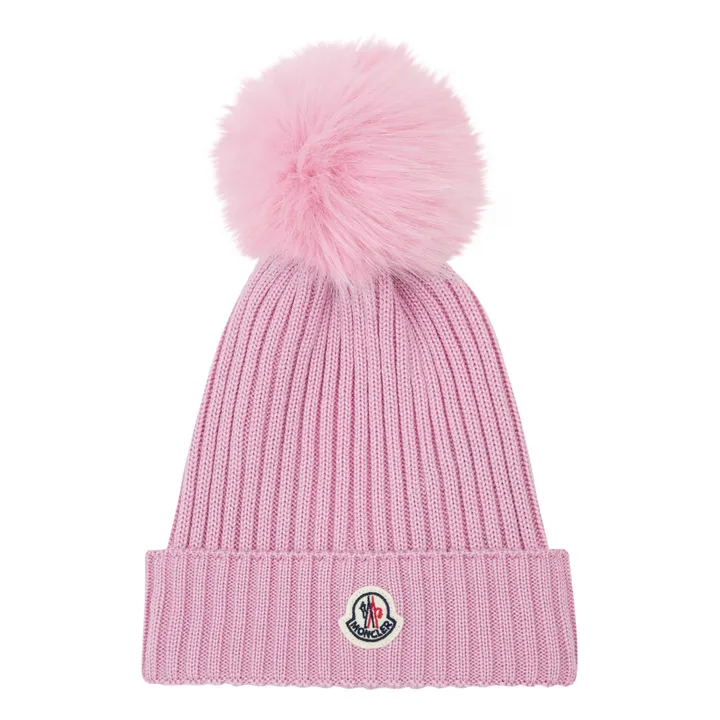 Moncler Bonnet à Pompon Fourrure | Rose pâle