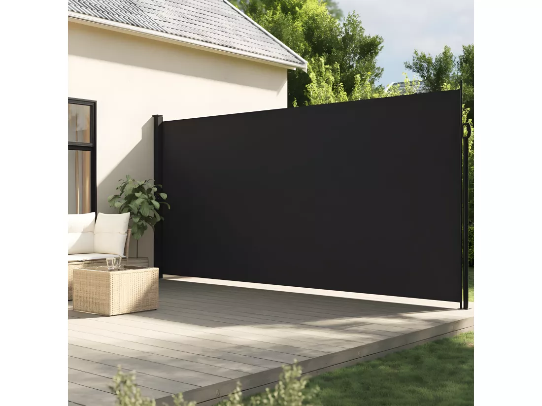 Auvent latéral rétractable noir 220x600 cm