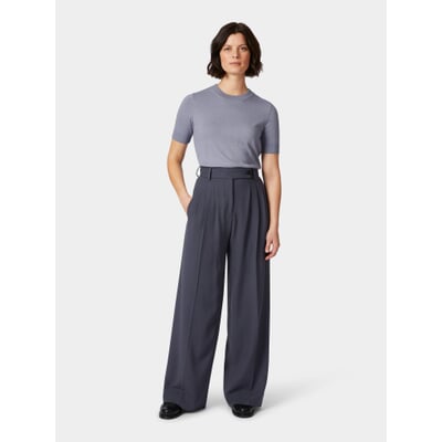 Damen-Bundfaltenhose, Nachtgrau