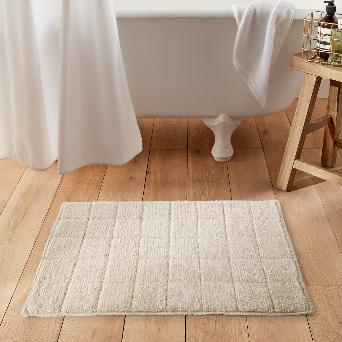 LA REDOUTE INTERIEURS<br>Tapete de banho em algodão reciclado, padrão xadrez 1300g/m² Ladama