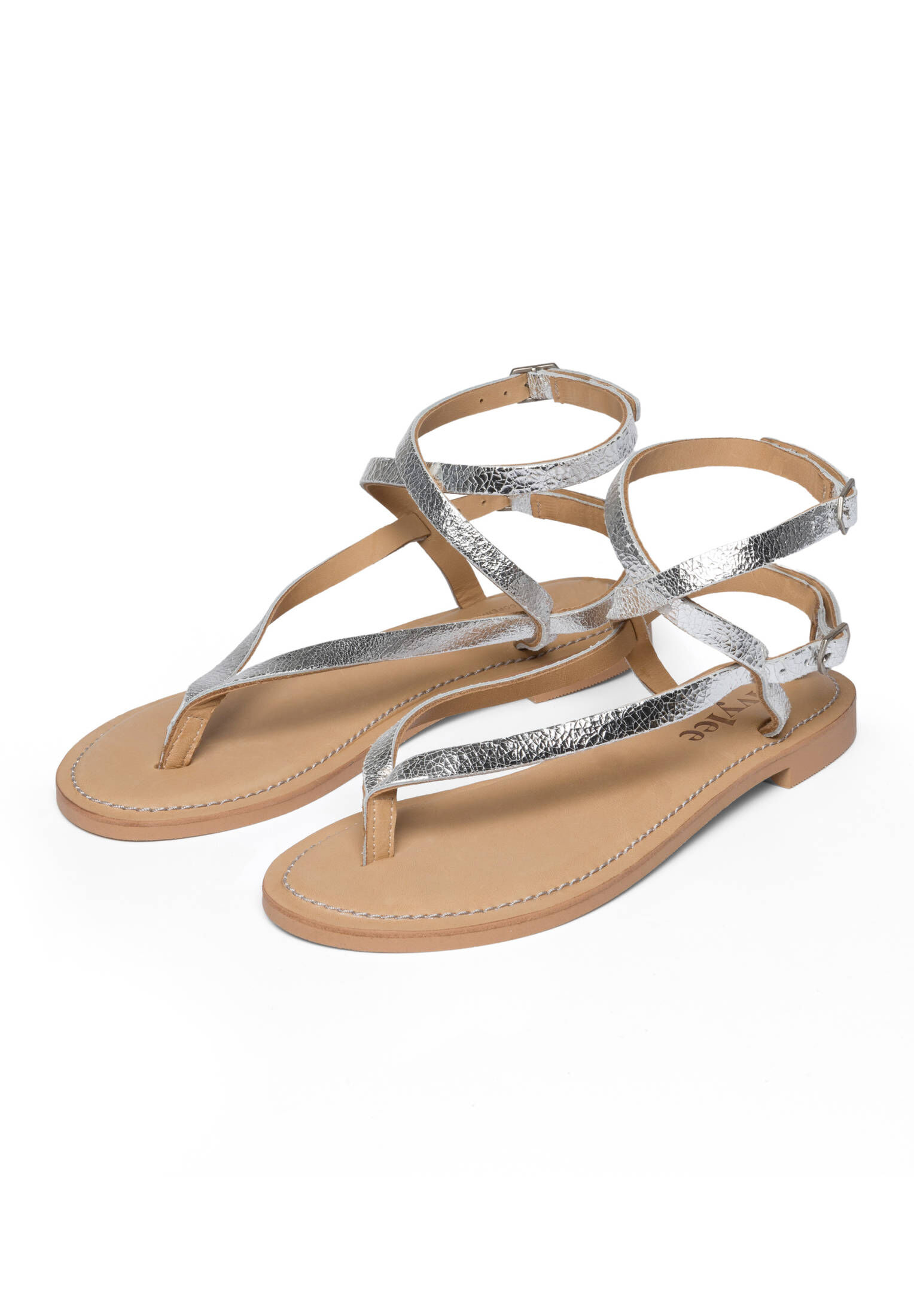 Ivylee Copenhagen| Damen Sandalen Olive Cracked Metallic
